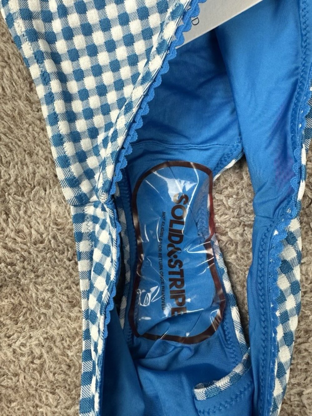 NWT Solid & Striped The Daphne Swim Bottom Small Cosmic Blue Gingham Daisy $108 - Picture 9 of 10